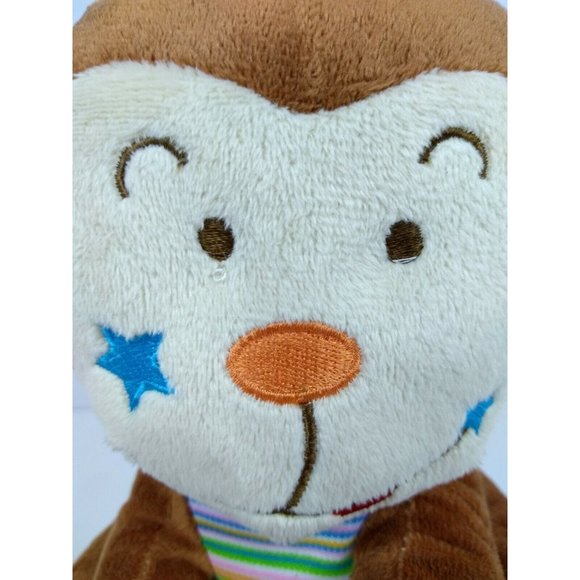 Wondertreats Inc 8" Tan Monkey Blue Star Cheek Plush Stuffed Animal Toy Soft Eye - Picture 6 of 10